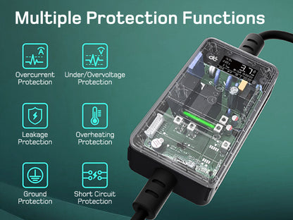 Dé EV Oplader 3.7kW | Schuko | Type 2 | Draagbaar | Instelbaar 6A-16A | 7-25m kabel