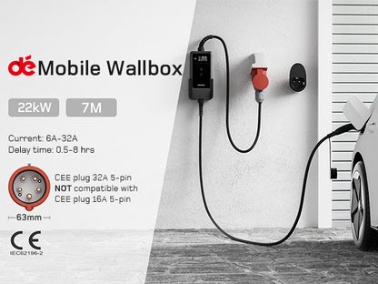 Dé EV Oplader GEN2 — 22 kW (7 m) met app