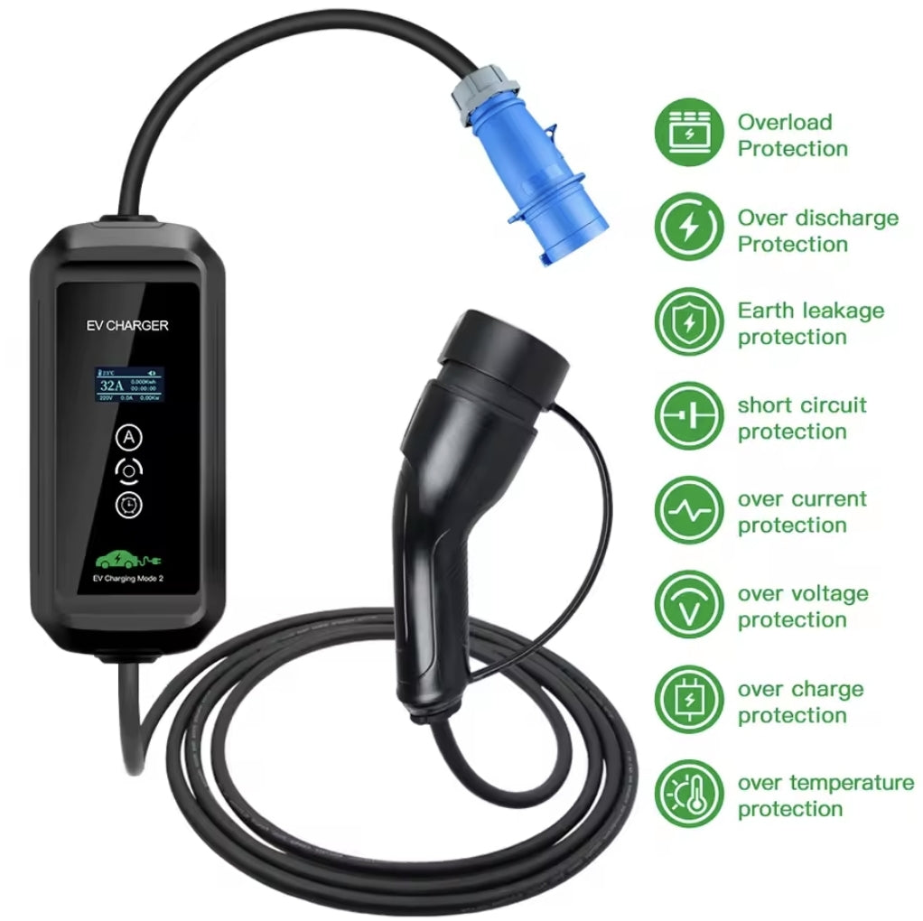BlackCharge® 3.0 Max Mobiele EV Lader | 3,7kW – 7,4kW – 11kW | Type 2 | Waterdicht IP66 | 5/7/10 meter - BlackCharge 3.7kW / 5 meter / Excl. verloopstekkers
