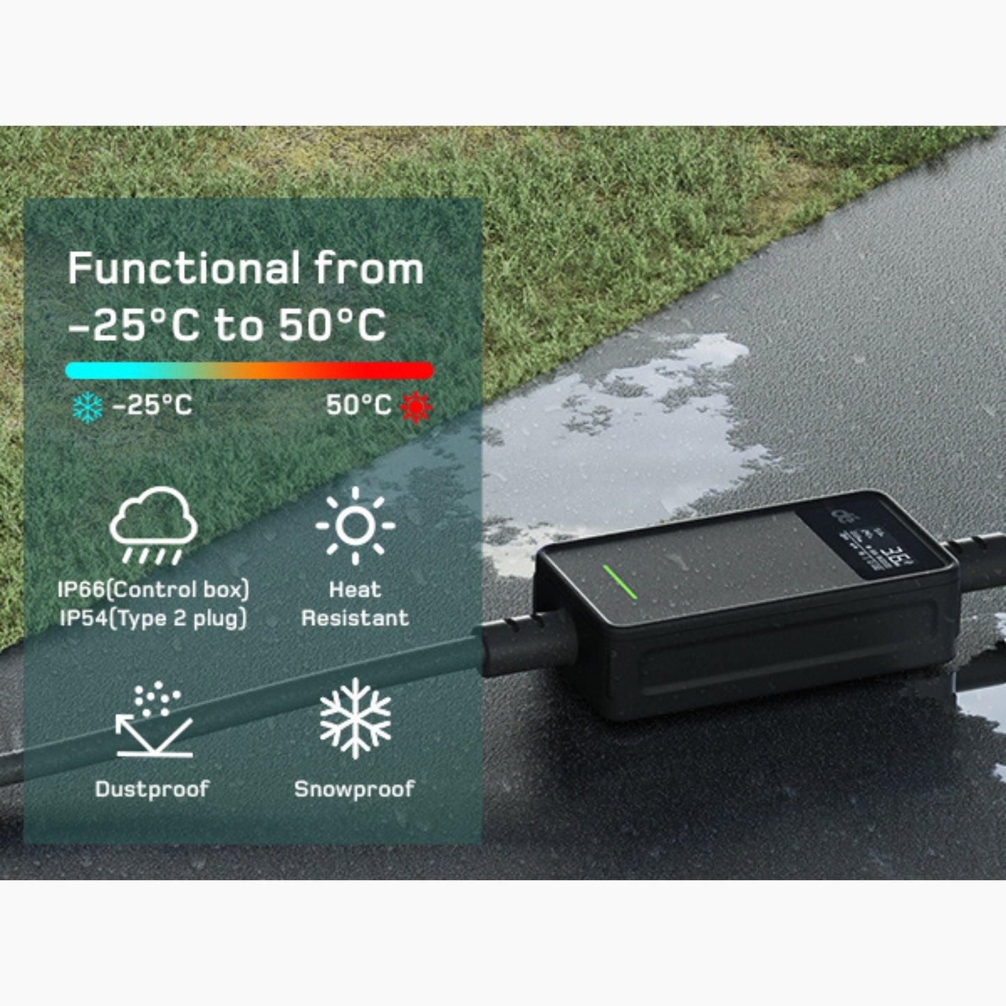 Dé EV Oplader 3.7kW | Schuko | Type 2 | Draagbaar | Instelbaar 6A-16A | 6-25m kabel - BlackCharge 6 meter