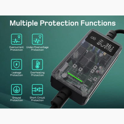 Dé EV Oplader 3.7kW | Schuko | Type 2 | Draagbaar | Instelbaar 6A-16A | 6-25m kabel - BlackCharge 6 meter